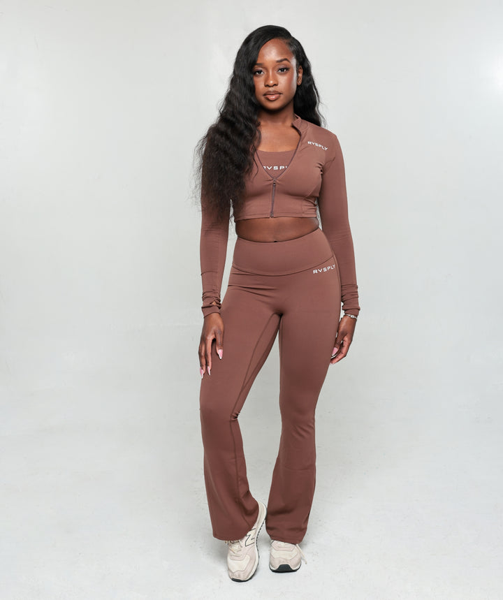 Serene Crop Zip Jacket- Mocha