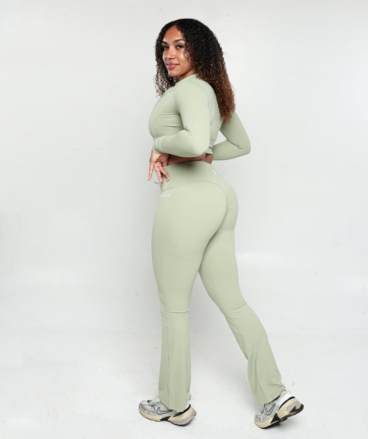 Serene Crop Zip Jacket - Sage