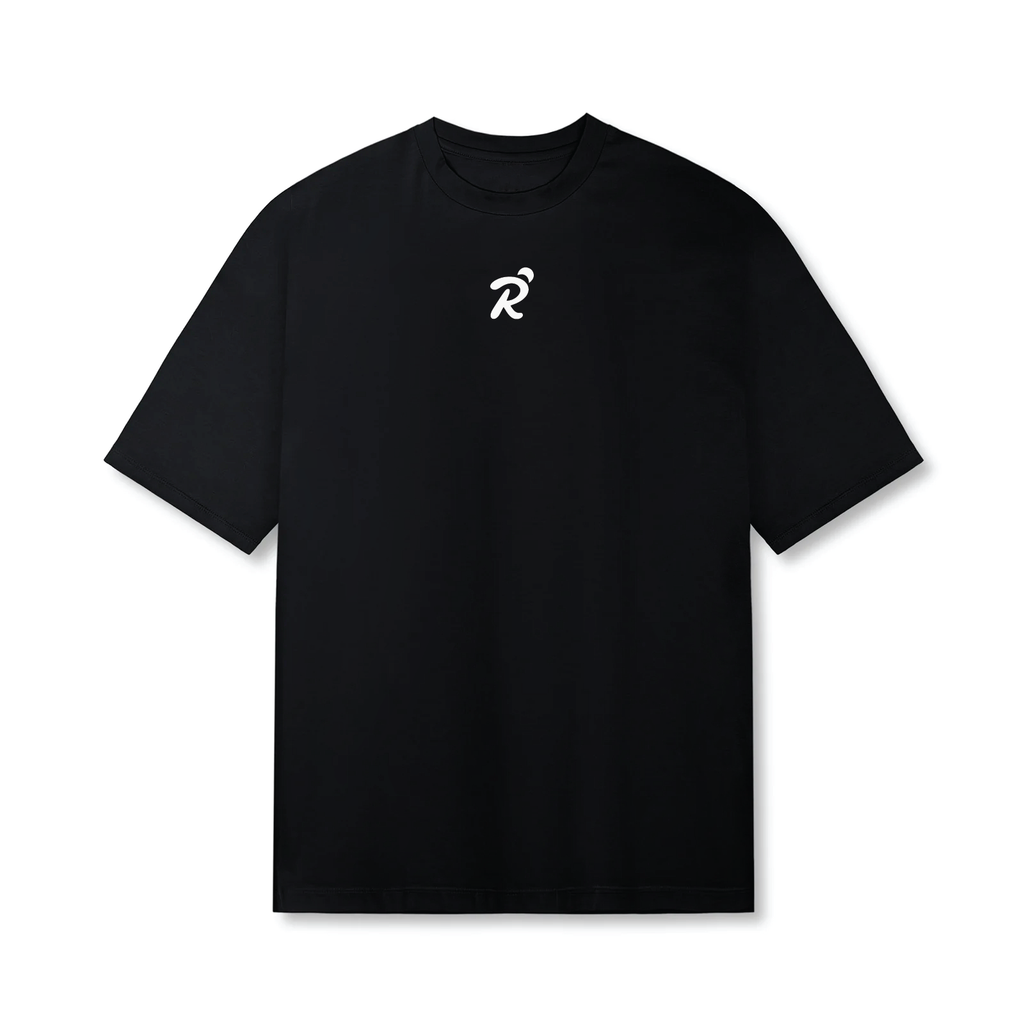 ◆Rest & Recreation◆ OVERSIZED WAVE LOGO TSHIRT BLACK RR25 REST & RECREATION RR Logo Oversize T-Shirt: Comfortable