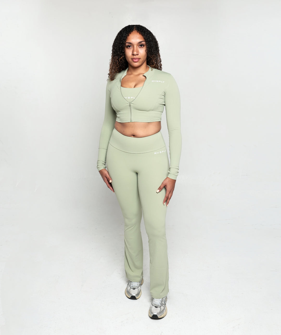 Serene Crop Zip Jacket - Sage