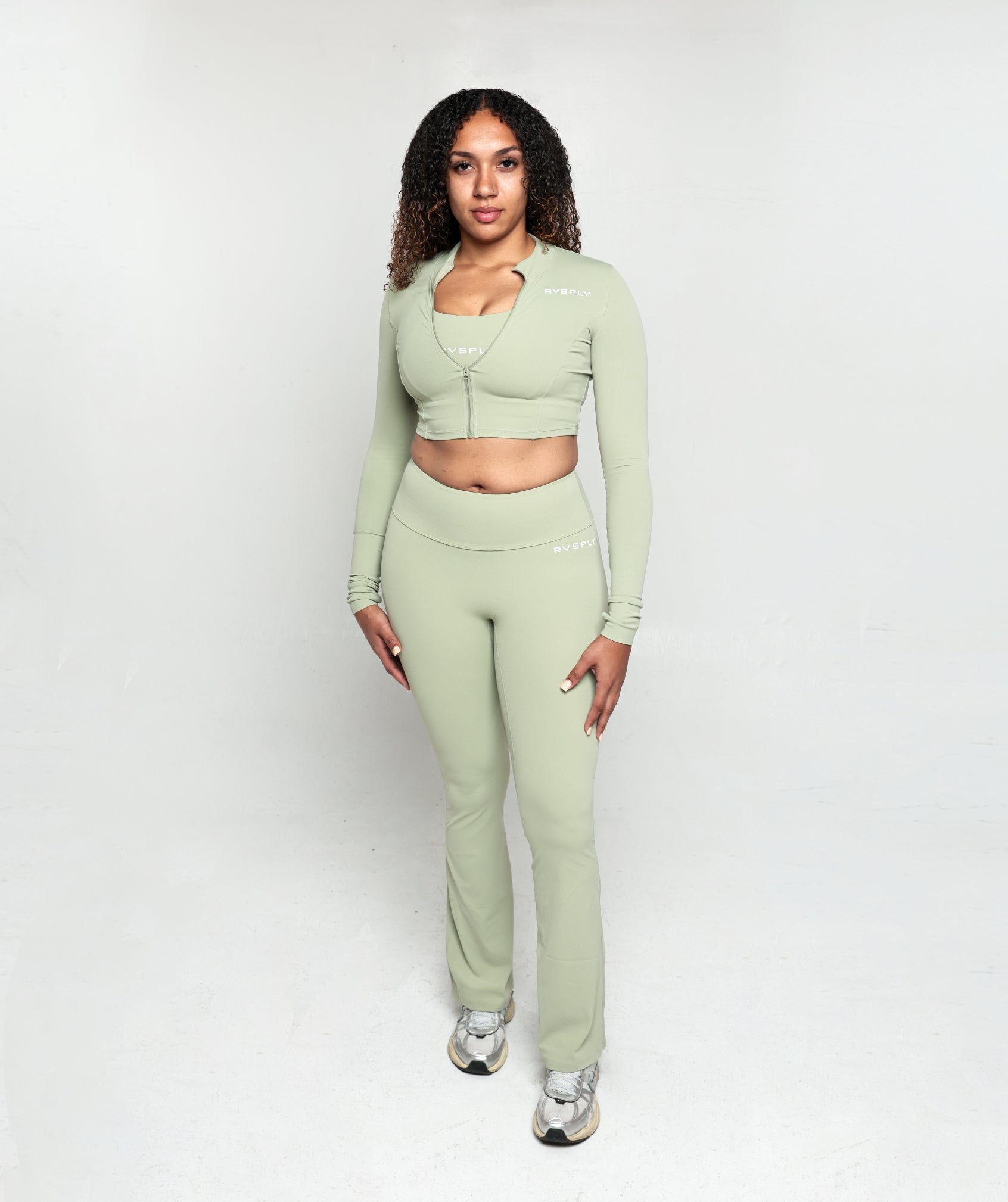 Serene Crop Zip Jacket - Sage-3
