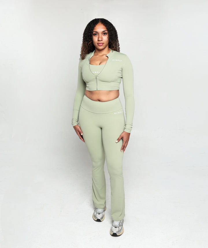 Serene Crop Zip Jacket - Sage